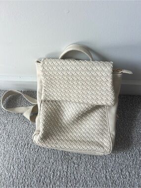 Moda Luxe Cream Woven-Texture Backpack